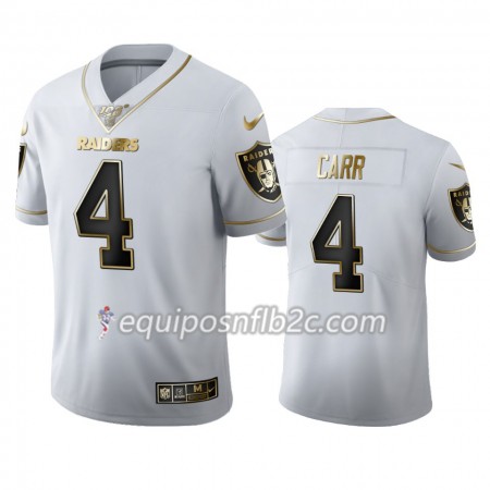 Camiseta Hombre NFL Oakland Raiders Derek Carr 4 Nike Blanco Golden Edition 100th